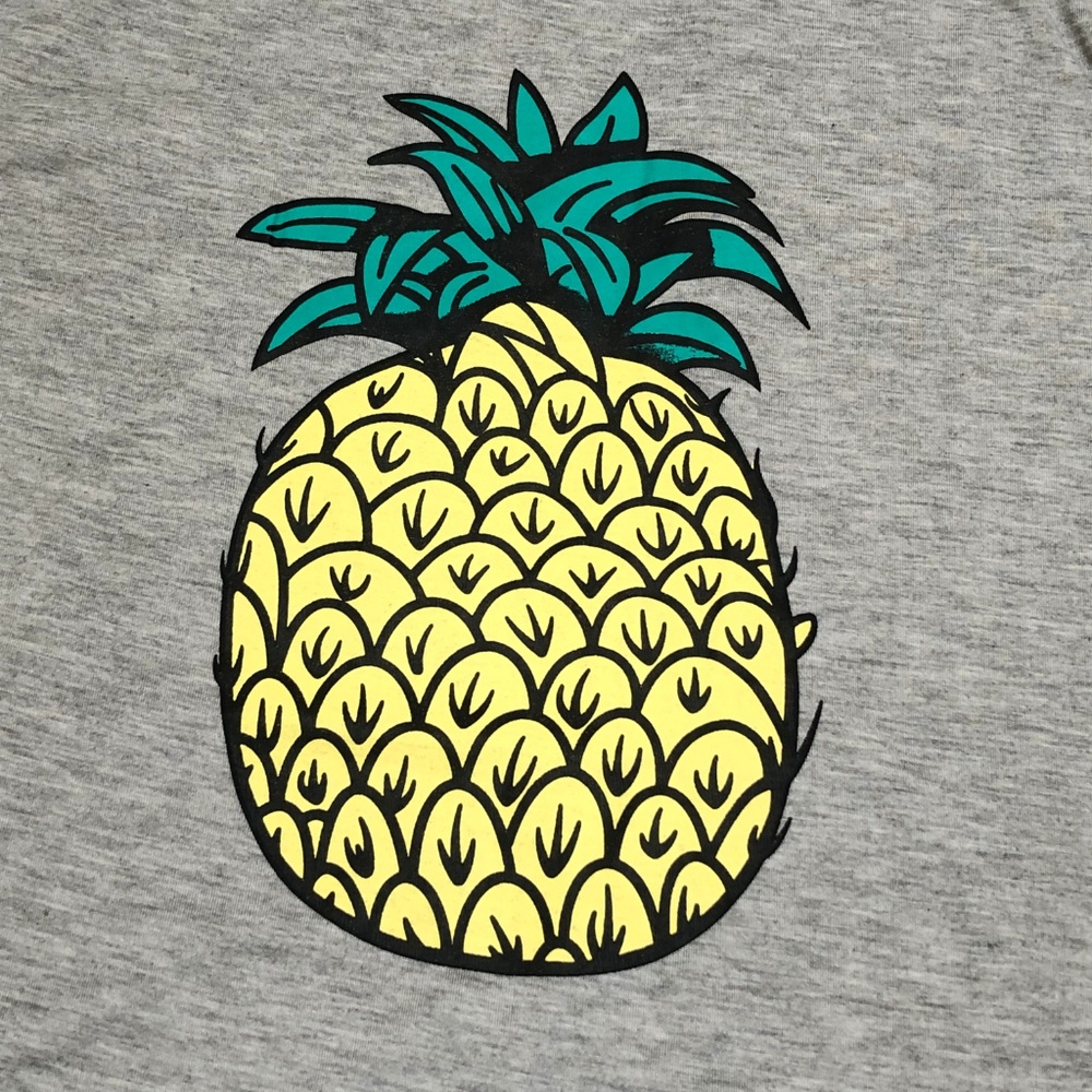 NWOT Pineapple Graphic Tee Gray T Shirt L Loose M - Picture 5 of 7